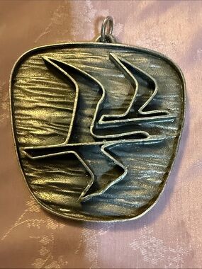 Vintage brutalist, large pendant, and Silvertone by SILVEL